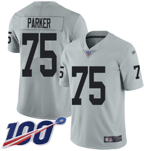 Men Oakland Raiders Limited Silver Brandon Parker Jersey NFL Football #75 100th Season Inverted Jersey